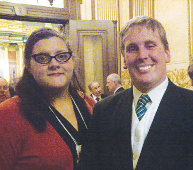  Connie Perkins, CPM, with Rep. Ed McBroom (R-108, Vulcan). 