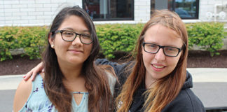 Annika Hockman (L), 16, host sister, with Christine Devriel (R), 17, exchange student from Germany. The two lived and learned together for an entire school year.