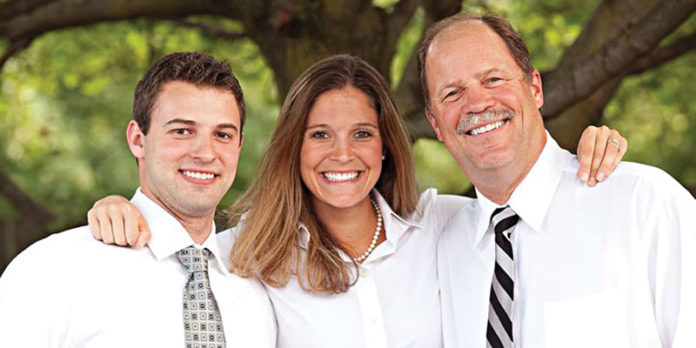 Dr. Benjamin Wurtzel, DDS, Dr. Lindsey Wurtzel, DDS, and their father, Donald Wurtzel, DDS.