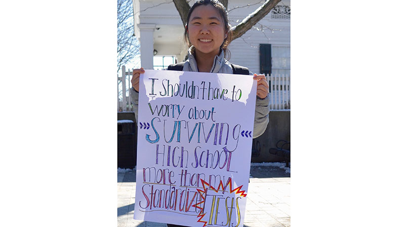 Pioneer High School junior Josie Leydenfrost joined other students on Saturday March 3 at a student-led "die-in" Photo: Karen Smyte