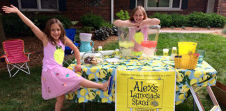 Anne and Cat Maust hosting their lemonade stand in 2017.