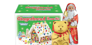 Cobblestone Kitchens Gingerbread House Kit, Lindt Chocolate Santa and Bear at Plum Market