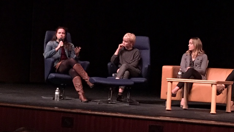Brittany Bryant, Saline High School senior, shares her experience with anxiety. L to R: Brittany Bryant - SHS senior, Rosie Kendall - SHS senior, Dr. Aimee Kotrba, psychologist.