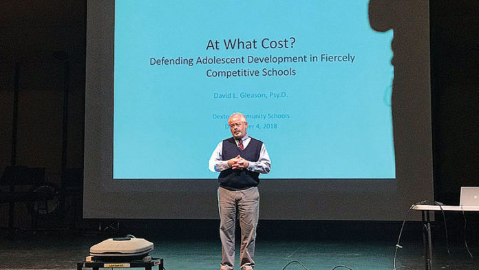 Dr. David Gleason, clinical psychologist and author, spoke with Dexter parents and educators about adolescent development.