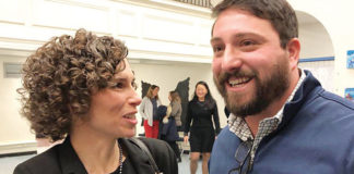 Ann Arbor Public Schools trustee Jessica Kelly and teacher Chad Downs.