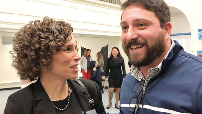 Ann Arbor Public Schools trustee Jessica Kelly and teacher Chad Downs.