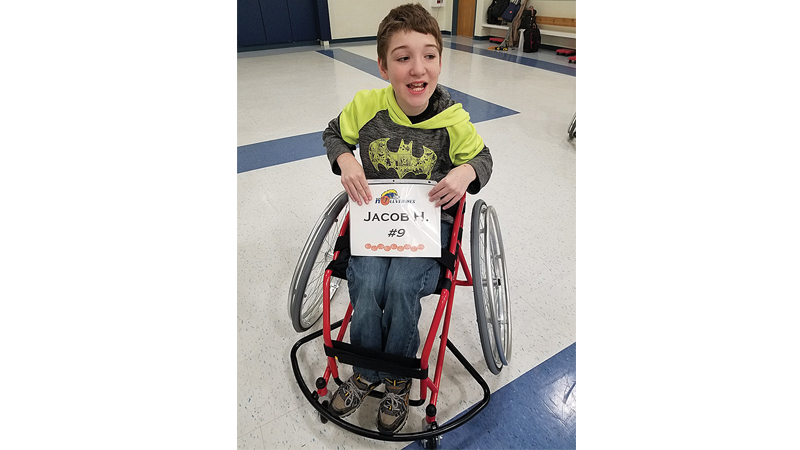 Jacob Hollis, 13, gets ready to play basketball  for the UMAISE recreational team at  Peace Lutheran Church in Ann Arbor. Photo contributed by Christina Hollis