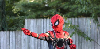 Child in spider man costume