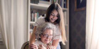 A grandmother and granddaughter