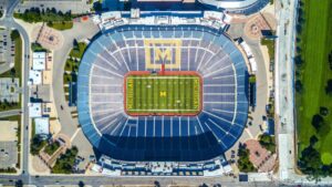 A birds-eye view off the University of Michigan football stadium.