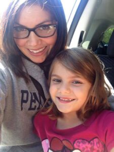 A photo of a parent and child.