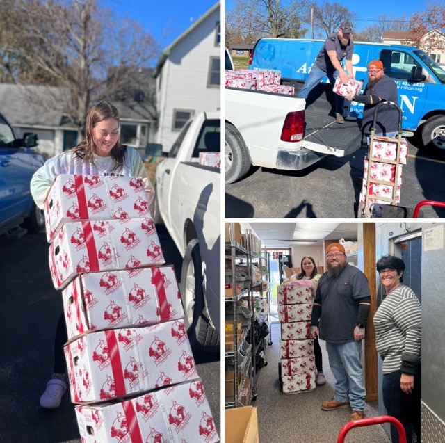 Presents being delivered to familes.