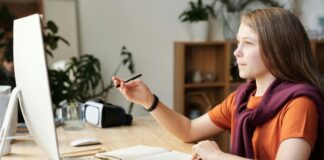A student working from a computer