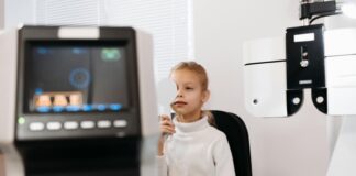 A child getting an eye exam.