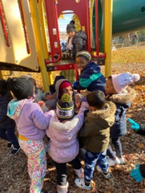 Children playing on a playground.