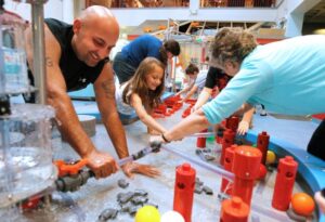 People having hands on fun