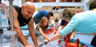 People having hands on fun