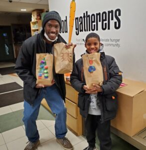 Father and son donating