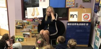 A teacher teaching a lesson.