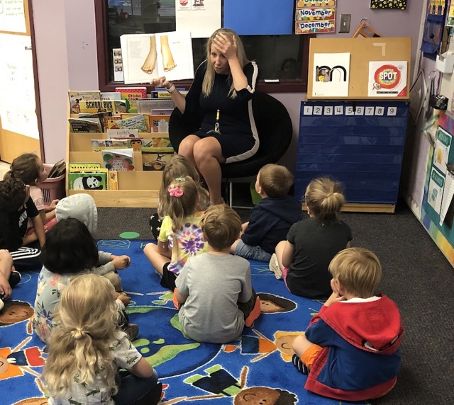 A teacher teaching a lesson.