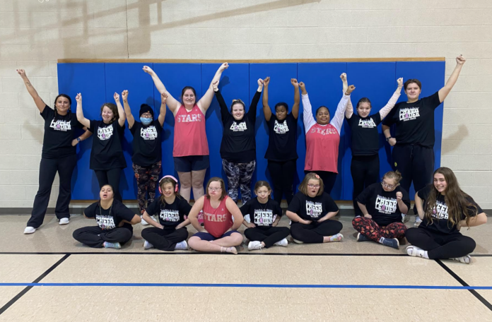 Group of cheerleaders in gym