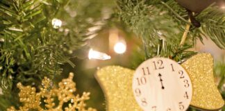 happy new year decoration in tree