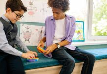 Teens playing with fidget toys