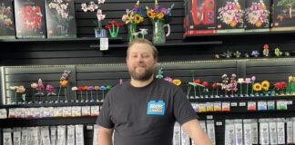 Evan Borin owns Bricks and Minifigs, an authorized LEGO retailer, with his wife, Salima Matariyeh.