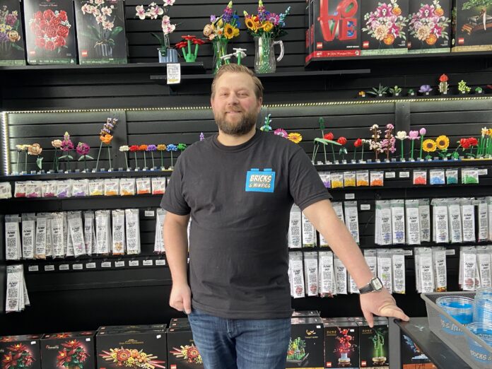 Evan Borin owns Bricks and Minifigs, an authorized LEGO retailer, with his wife, Salima Matariyeh.