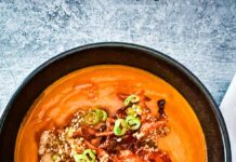 Roasted Carrot Ginger Soup with Homemade Chili Crisp